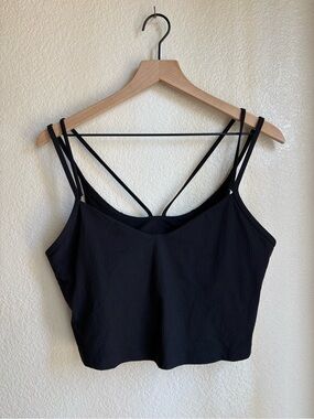 Lululemon Black Ribbed Cropped V-Neck Spaghetti Strap Yoga Tank Women’s